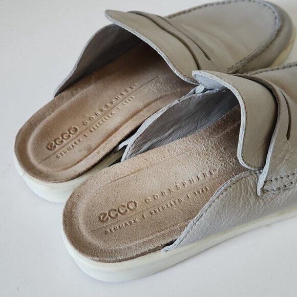 ECCO | Corksphere Mules Slides Gray Leather Sz 37 - Picture 4 of 6